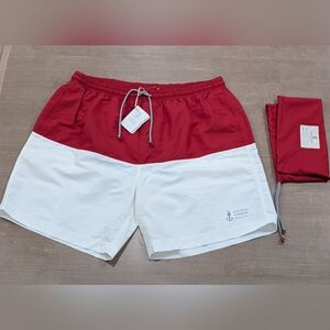 Brunello Cucinelli Colorblock Swim Shorts Trunks Red/White Medium